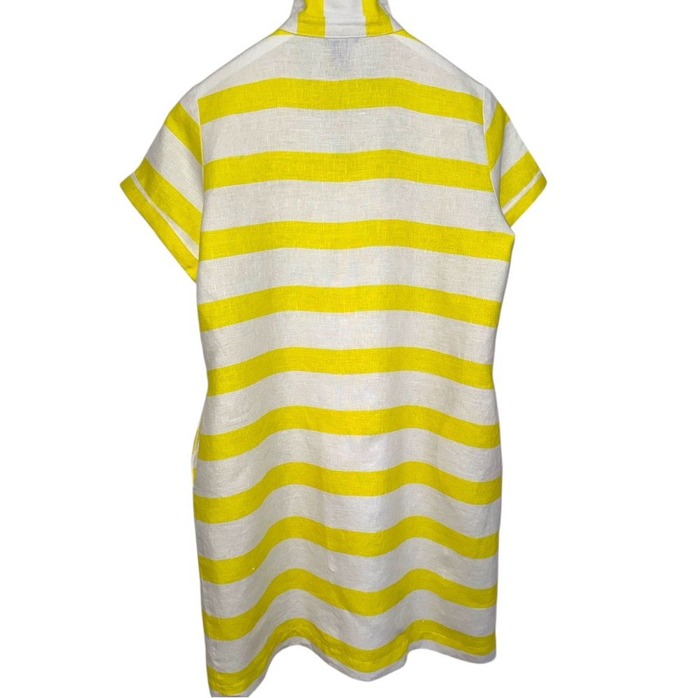 Neiman Marcus Linen Yellow Striped Shirt Dress Travel Resort EUC Size XL - Picture 2 of 4